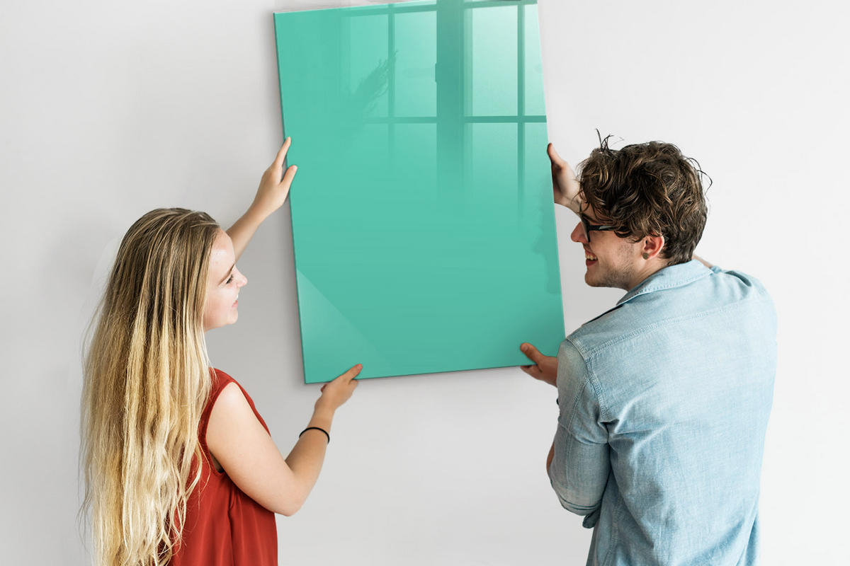 MAGNETTAFEL 70x100 Türkis schwarzer Marker - Türkis, Glas (70/0.4/100cm) - TULUP