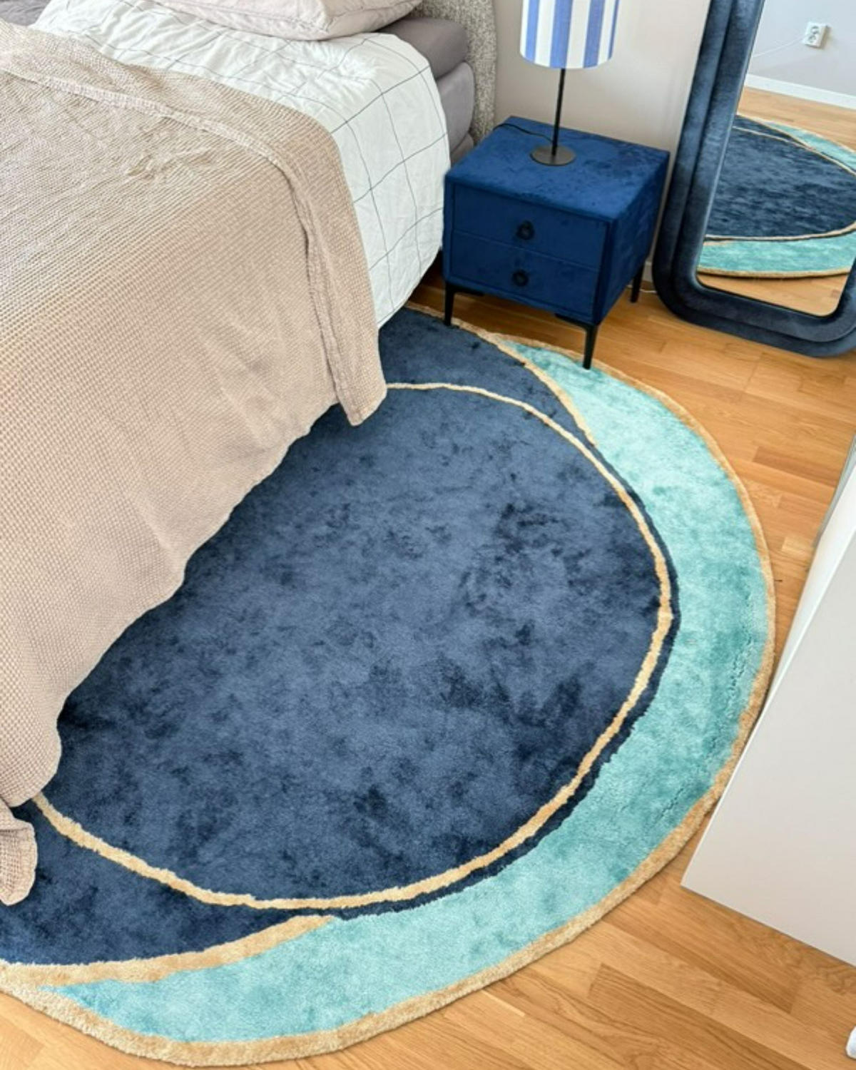 KOBEREC Námořnicky modrý 200/200 cm Viskóza Kanrach - světle modrá, textil (200/200cm) - Beliani