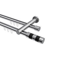 INNENLAUF-GARDINENSTANGEN-SET Platon Mavell 260 cm (geteilt in 2 x 130 cm), 2-läufig, 20 mm Ø Chrom - Chromfarben/Schwarz, Metall (260cm) - INTERDECO