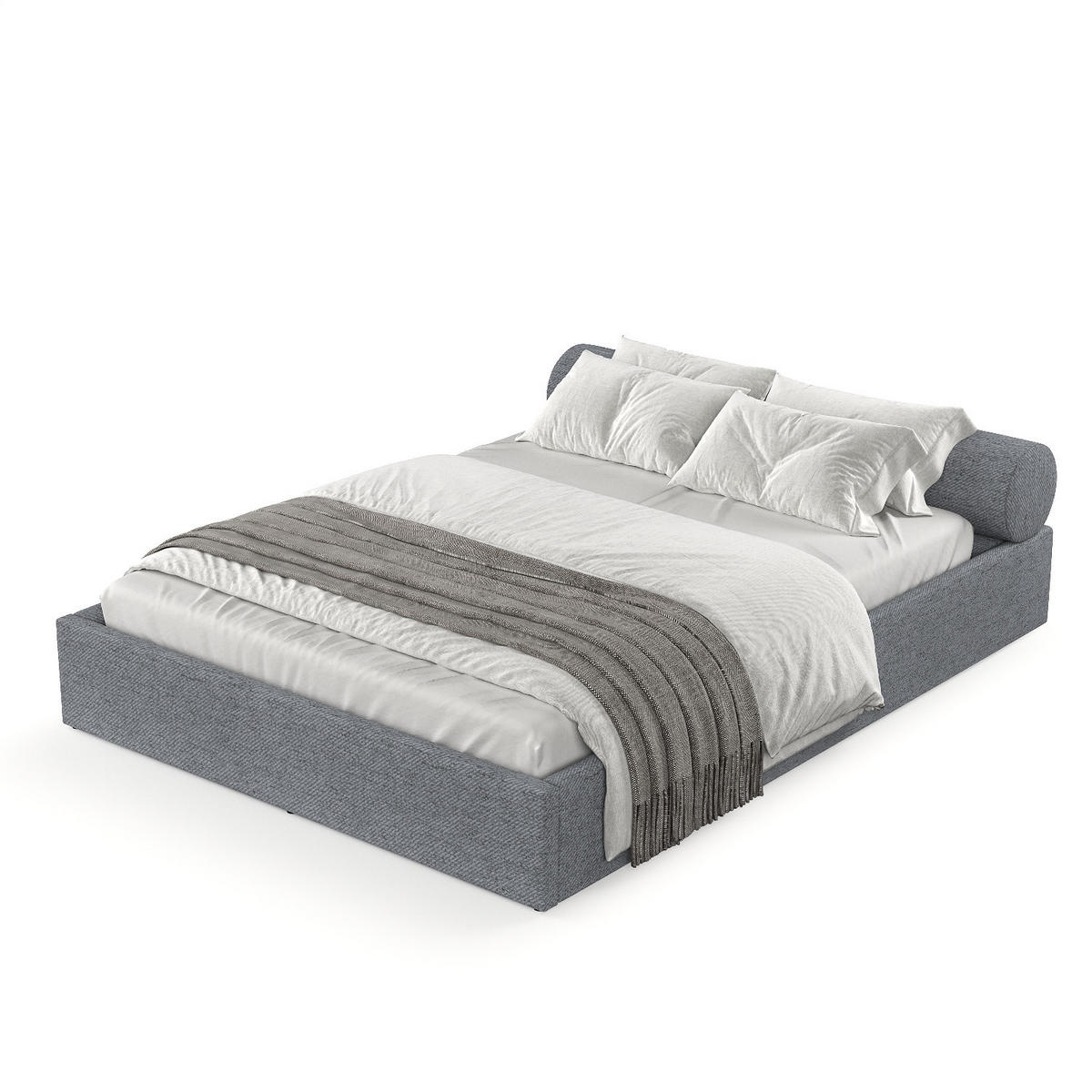 POLSTERBETT Solvo mit Stauraum 180/200 cm Grau im Neve Stoff - Schwarz/Naturfarben, Holz/Holzwerkstoff (180/200cm) - AltaBeds