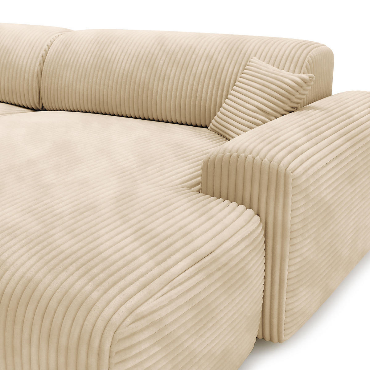 ECKSOFA mit Longchair - Cord - Beige/Schwarz, Kunststoff/Textil (284/178cm) - home24