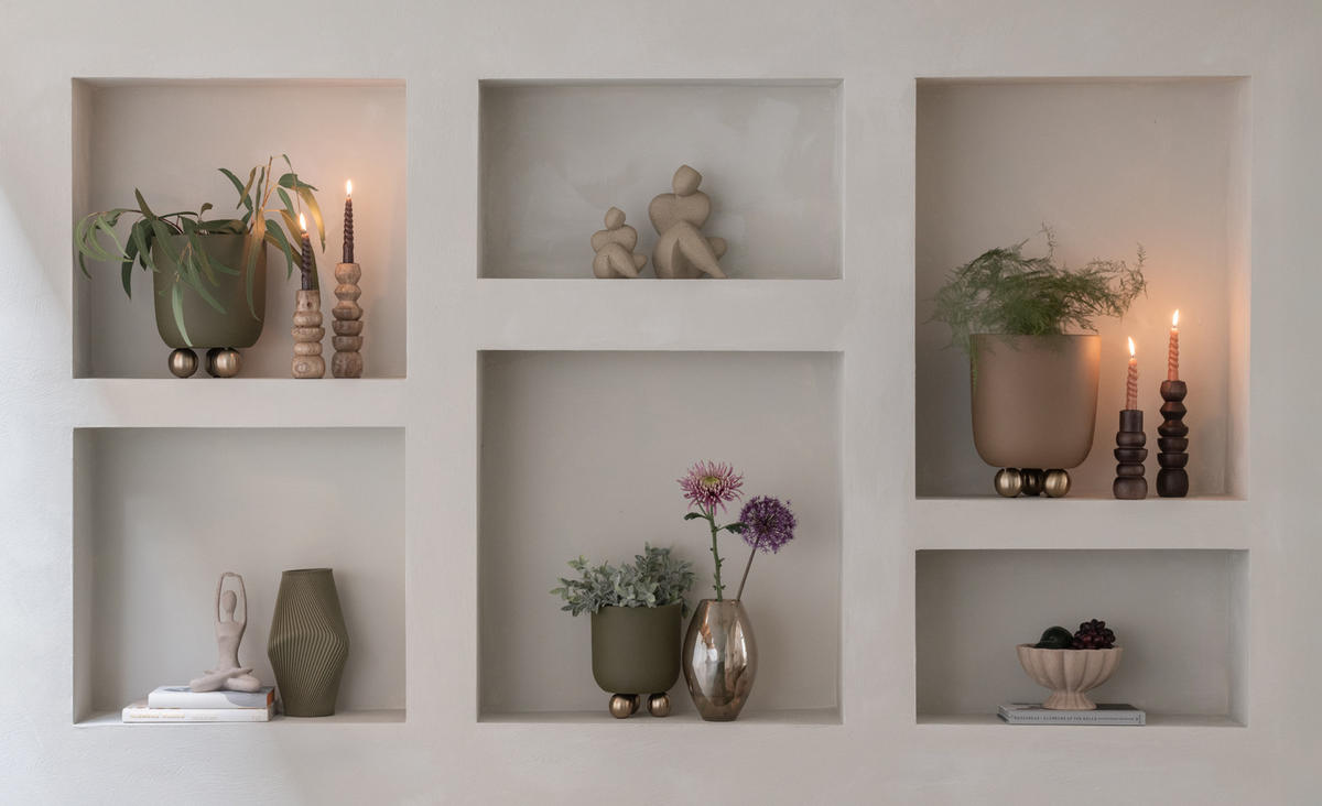 KERZENHALTER Formado Orange 7.5/7.5/23 cm - Beige, Holz (7.5/23/7.5cm) - Present Time