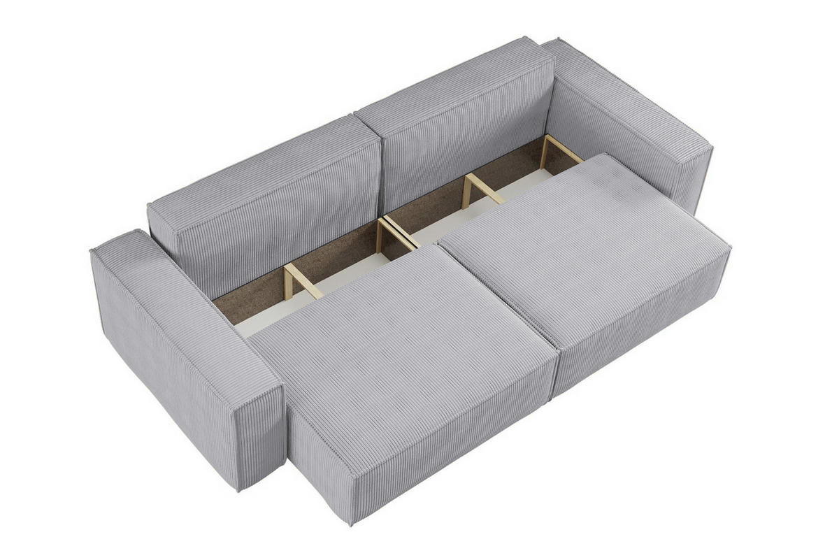 SCHLAFSOFA HUGO, Sofa mit Schlaffunktion und Bettkasten, Farbe: Grau, Cordstoff - Grau, Textil (244/83/98cm) - VENASI MÖBEL