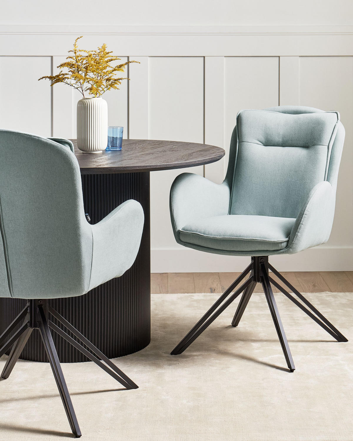 ESSZIMMERSTUHL 2er-Set Mintgrün Avelar - Schwarz/Mintgrün, Textil (62/92/63cm) - Beliani