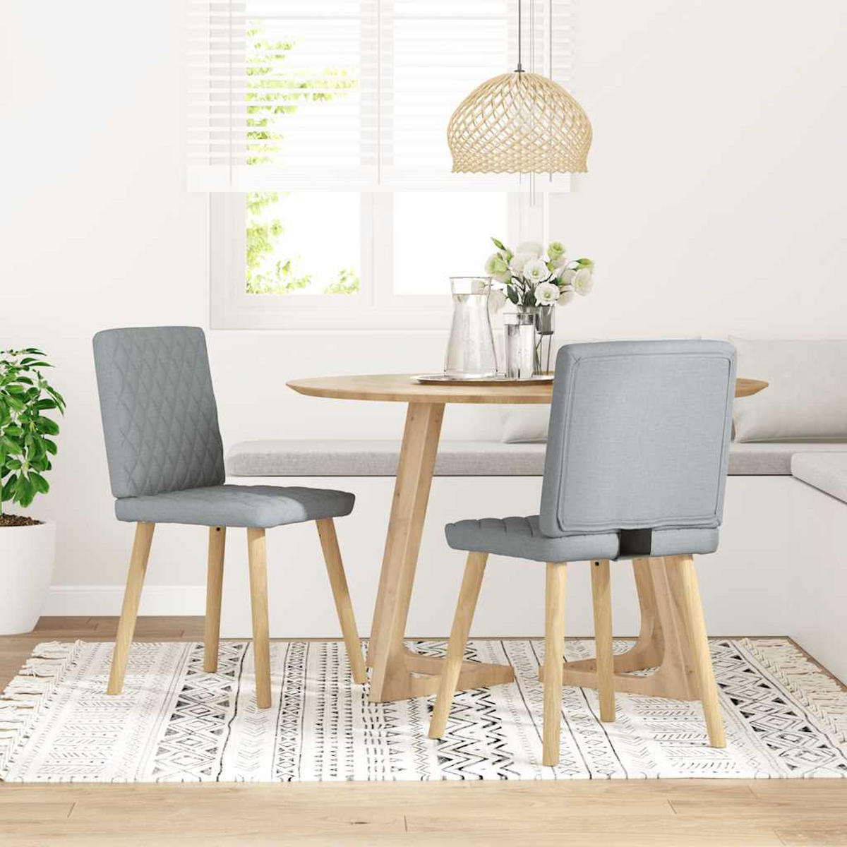 ESSZIMMERSTÜHLE 2 Stk. Hellgrau Stoff 45*54*86cm - Grau, Metall (45/86/54cm) - ZMH