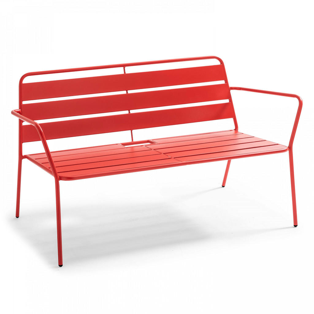 Thumbnail - Oviala Gartenmöbel, Rot, Metall, 1 Gartensofa, 2 Gartensessel, 4-Sitzer, rechteckig,Rechteckig, Gartenmöbel, Gartenmöbel...