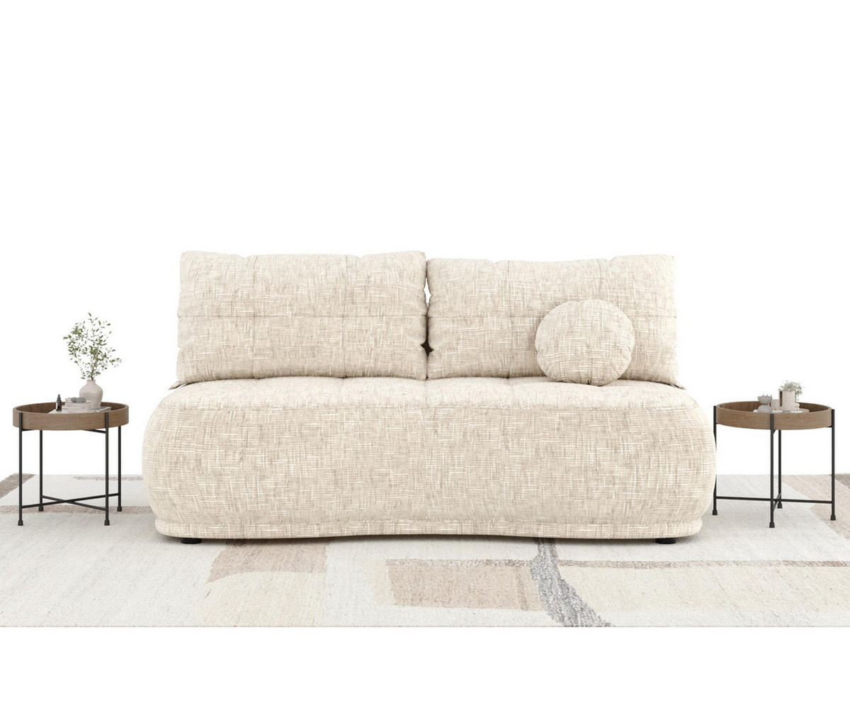 SCHLAFSOFA Cirrus Creme Webstoff - Creme/Schwarz, Holz/Holzwerkstoff (206/95/105cm) - Maison de Reve