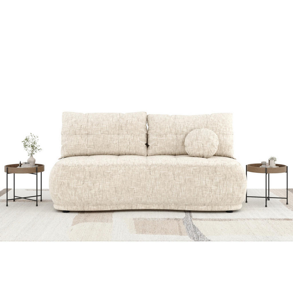 Thumbnail - Maison de Reve Schlafsofa, Creme, Textil, 3-Sitzer, Füllung: Schaumstoff, L-Form, Rundrohr, 206x95x105 cm, Reach, Herges...