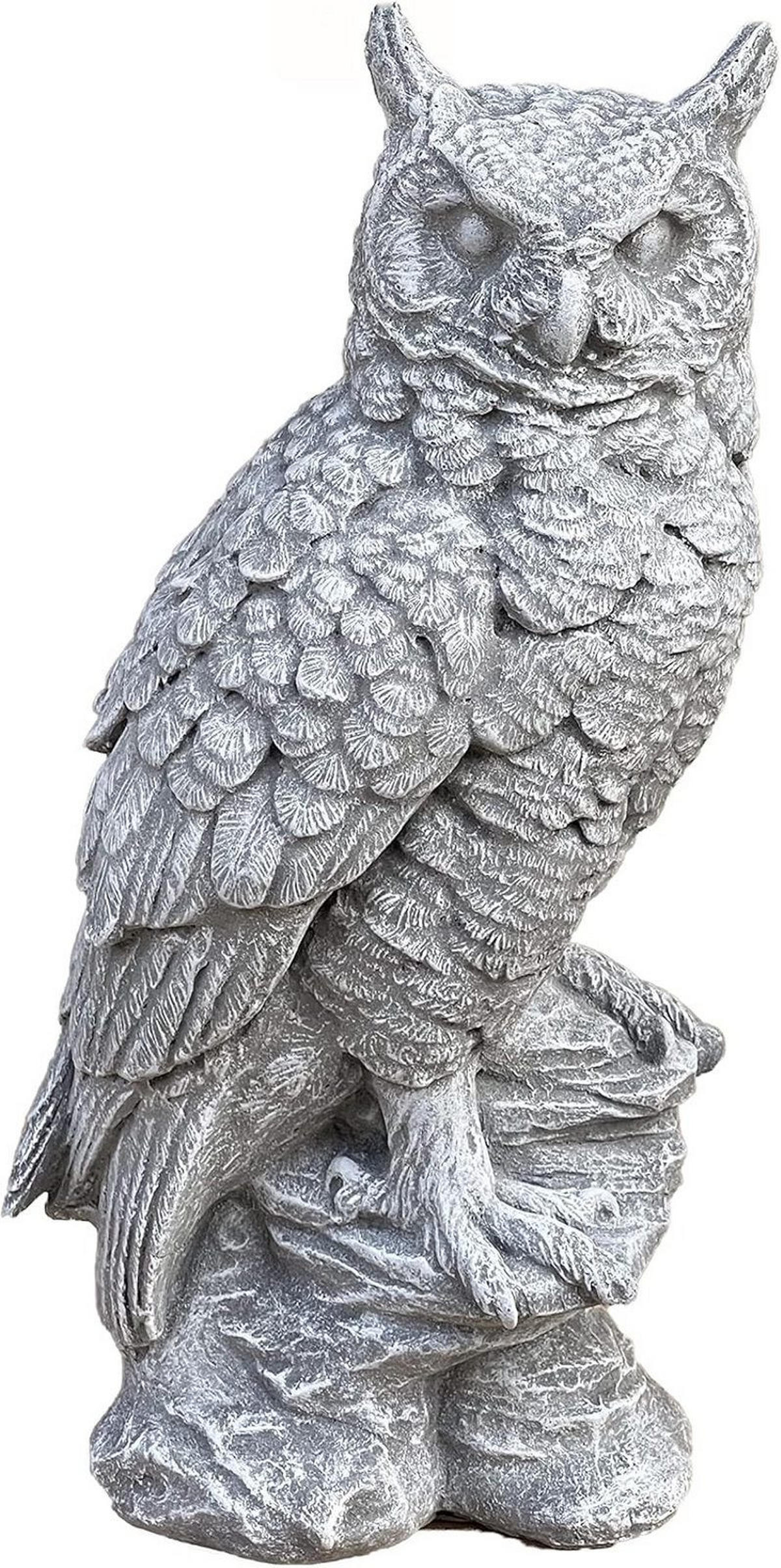 STEINFIGUR Eule Uhu groß naturgetreu frostfest Steinguss - Grau, Stein (20/41/16cm) - stoneandstyle