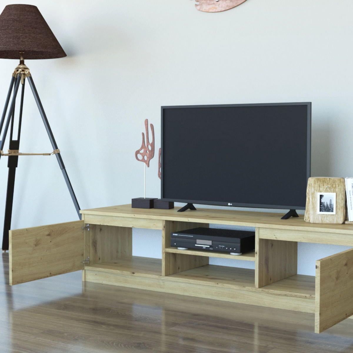 TV Lowboard Frank - Weiß Hochglanz/Anthrazit, Holzwerkstoff (140/36/40cm) - kommodly