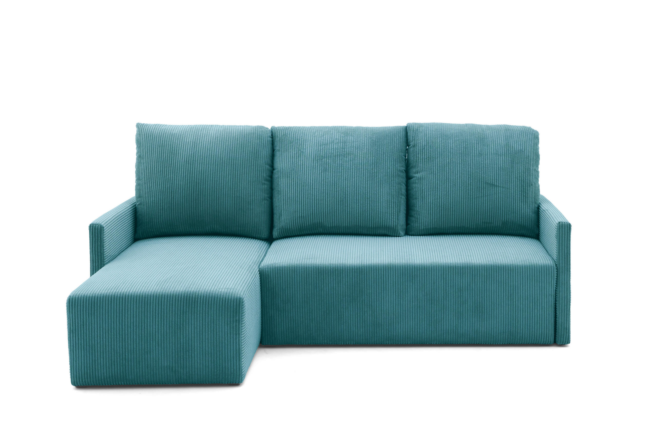 ECKSOFA GARDA L Links mit Schlaffunktion 132x198 Cord Blau - Blau/Schwarz, Holz/Kunststoff (209/145cm) - Muffo