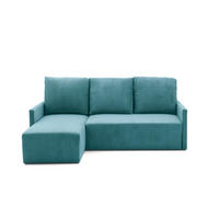 ECKSOFA GARDA L Links mit Schlaffunktion 132x198 Cord Blau - Blau/Schwarz, Holz/Kunststoff (209/145cm) - Muffo