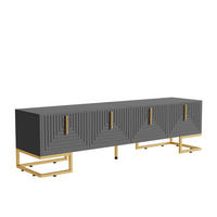 LOWBOARD DE-40613 4 Türen mit strukturiertem Finish Grauschwarz - Grau, Holzwerkstoff (170/45.5/40cm) - ComfortXL