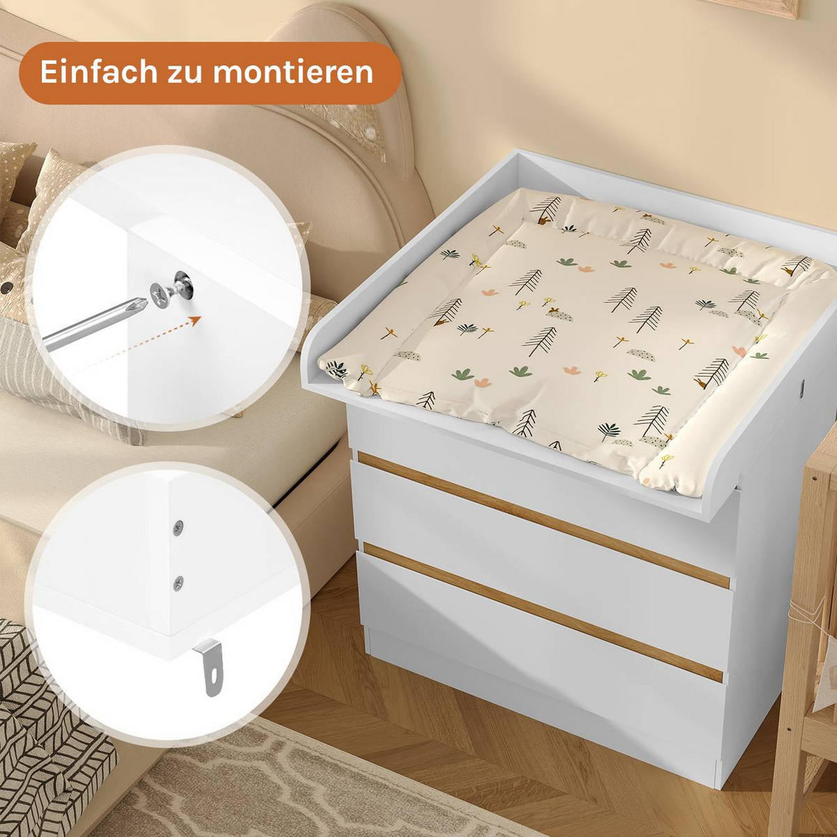 WICKELAUFSATZ 80x10.5x78.5 cm, 46.5-50 cm tief, Weiß - Weiß, Holzwerkstoff (80/10.5/78.5cm) - Woltu