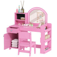 KINDERSCHMINKTISCH DE-18635 LED-Spiegel mit 2 Lichtfarben Rosa - Pink, Holzwerkstoff (38.8/96.9/88.6cm) - ComfortXL