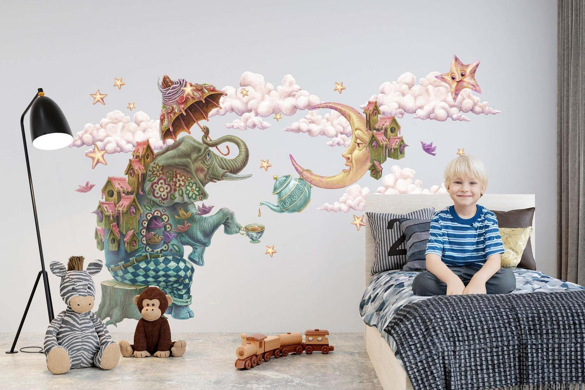 WANDAUFKLEBER 80x106cm - Märchentiere - Multicolor, Kunststoff (80/106/0.1cm) - Wallfluent