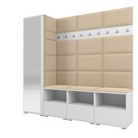 GARDEROBE NELA IX 200 cm (Modulare Flurmöbel Weiß mit Spiegel & Sitzpolster Beige 04 Breite Sitzbank) - Beige/Silberfarben, Holz/Holzwerkstoff (200/187/40cm) - Ravio