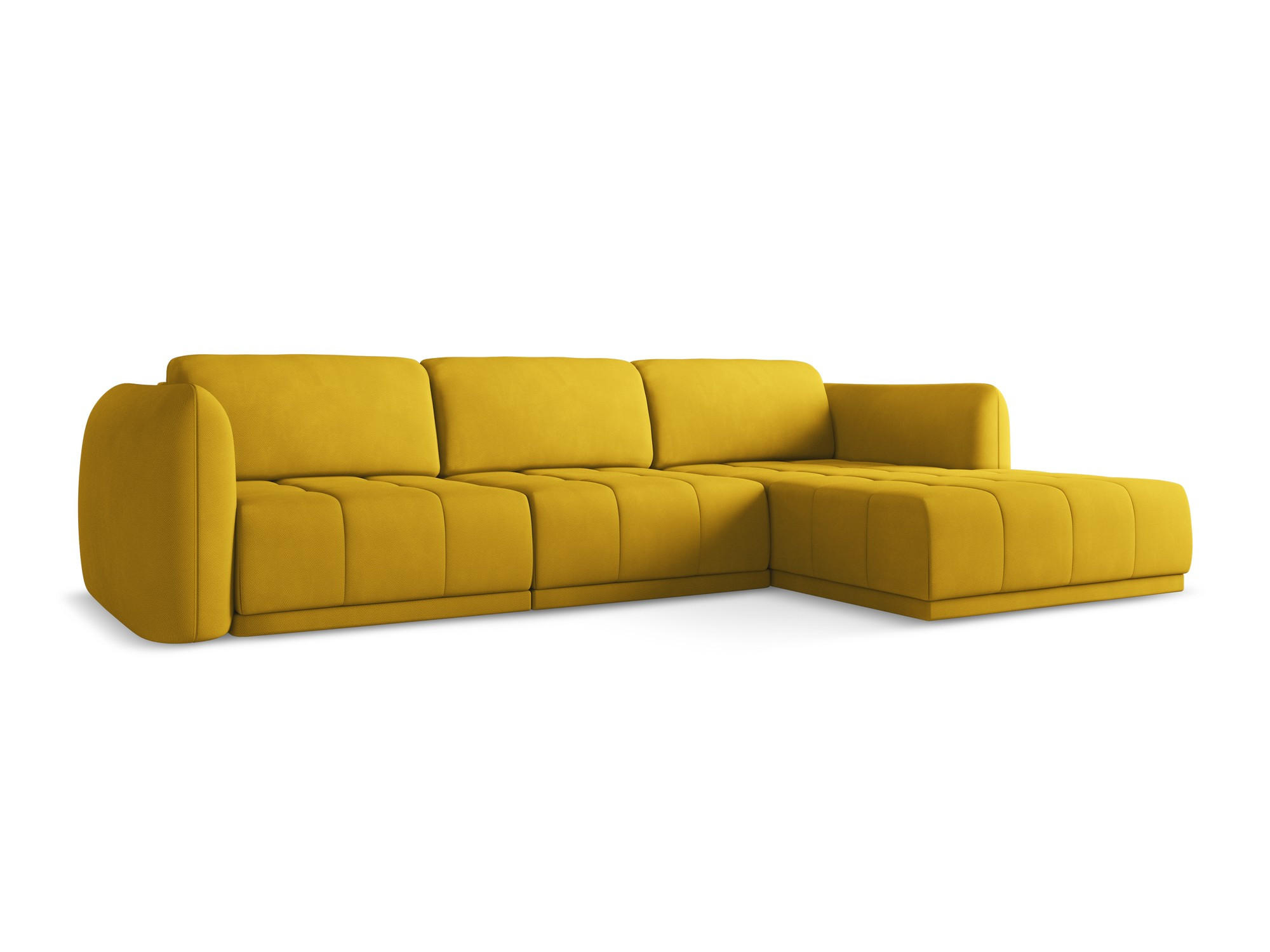 ECKSOFA Rechts Chenille Stoff Gelb - Currygelb/Gelb, Kunststoff/Textil (290/170cm) - Makamii