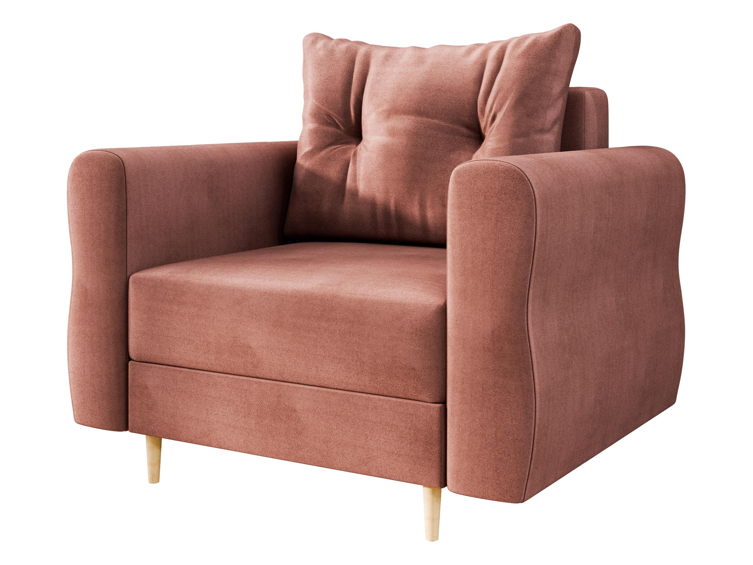 SESSEL Zako - Dunkelrosa/Naturfarben, Holz/Textil (106/85/77cm) - MIRJAN24