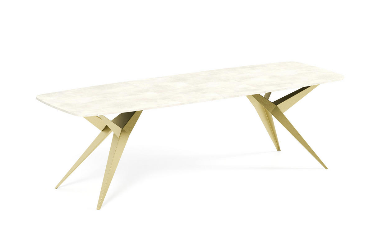 ESSTISCH AXIS - Goldfarben/Creme, Holzwerkstoff/Metall (90/180/76cm) - Meblini