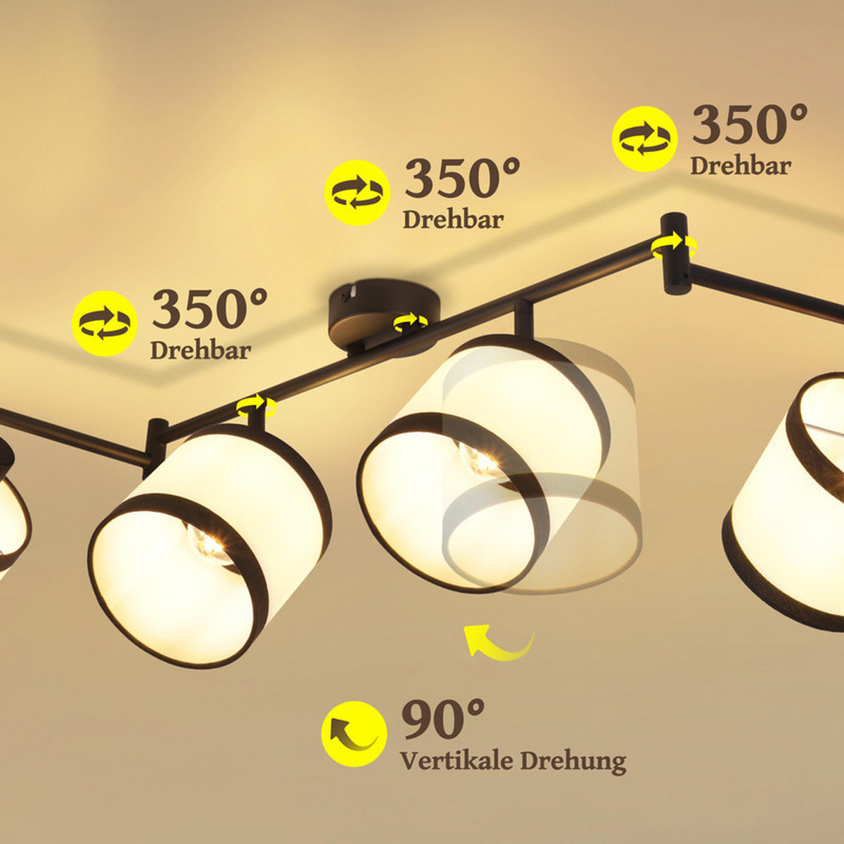 DECKENSTRAHLER Chase Ⅲ 6-flammig 150/12/19 cm - Schwarz, Metall (150/12/19cm) - Nettlife