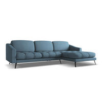 ECKSOFA Rechts Chenille Stoff Blau - Blau/Blaugrau, Textil/Metall (264/160cm) - Makamii