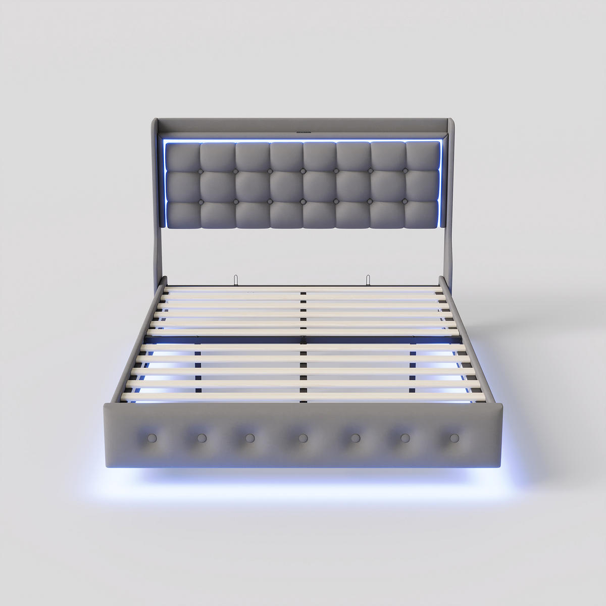 POLSTERBETT 160/200 cm dunkelgrau Samt mit RGB LED USB - Dunkelgrau, Holz