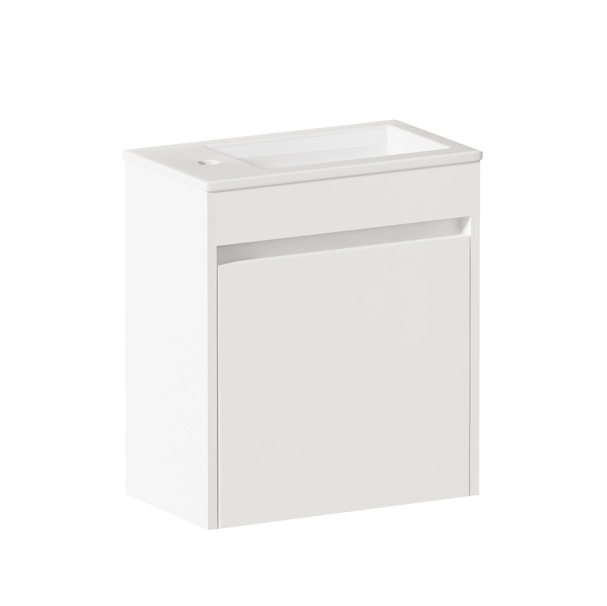 BADEZIMMERSCHRANK in Weiß aus Keramik und MDF 46x26x52 cm, platzsparend, mit Soft-Close-Tür und reichlich Stauraum - Weiß, Keramik (26/52/46cm) - Modfu