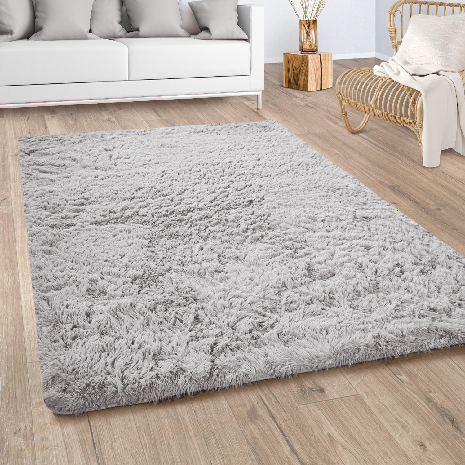 HOCHFLORTEPPICH 80/150 cm Silky 591 - Silberfarben, Textil (80/150cm) - Paco Home