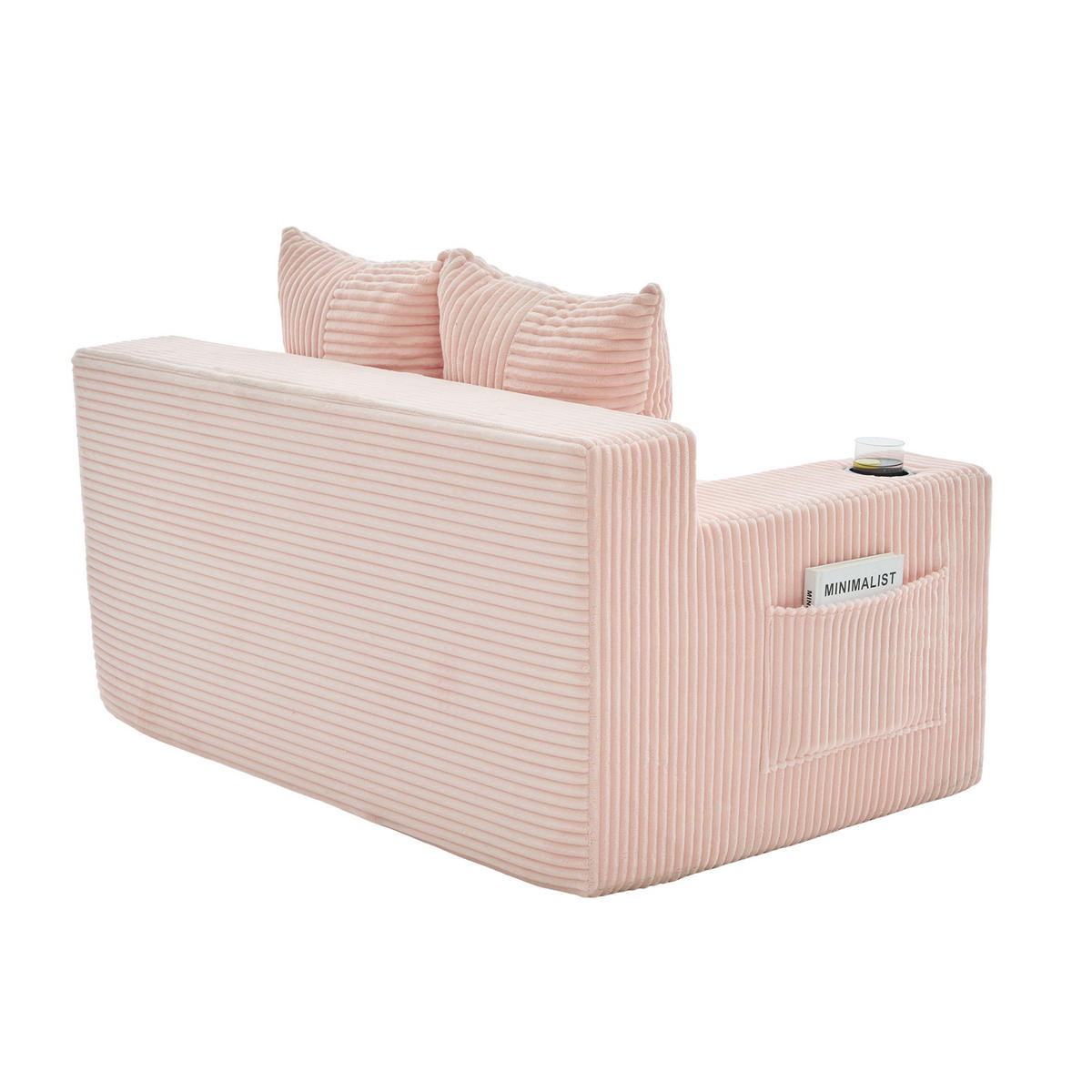 1,5-SITZER ausklappbar, Getränkehalter/Seitentasche, Cord, Rosa - Rosa, Textil (133/64/87cm) - LVHOM