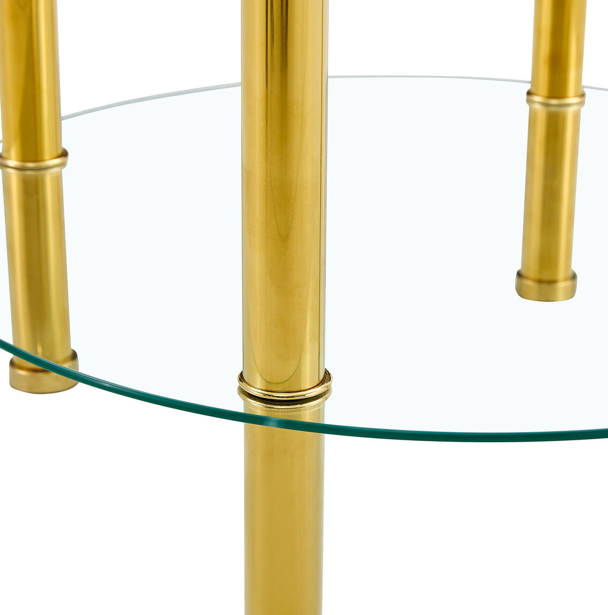 COUCHTISCH 70/60/42 cm aus Glas und Metall in Gold mit 2 Ablagen - Goldfarben, Glas (70/70/42cm) - Flora Grace