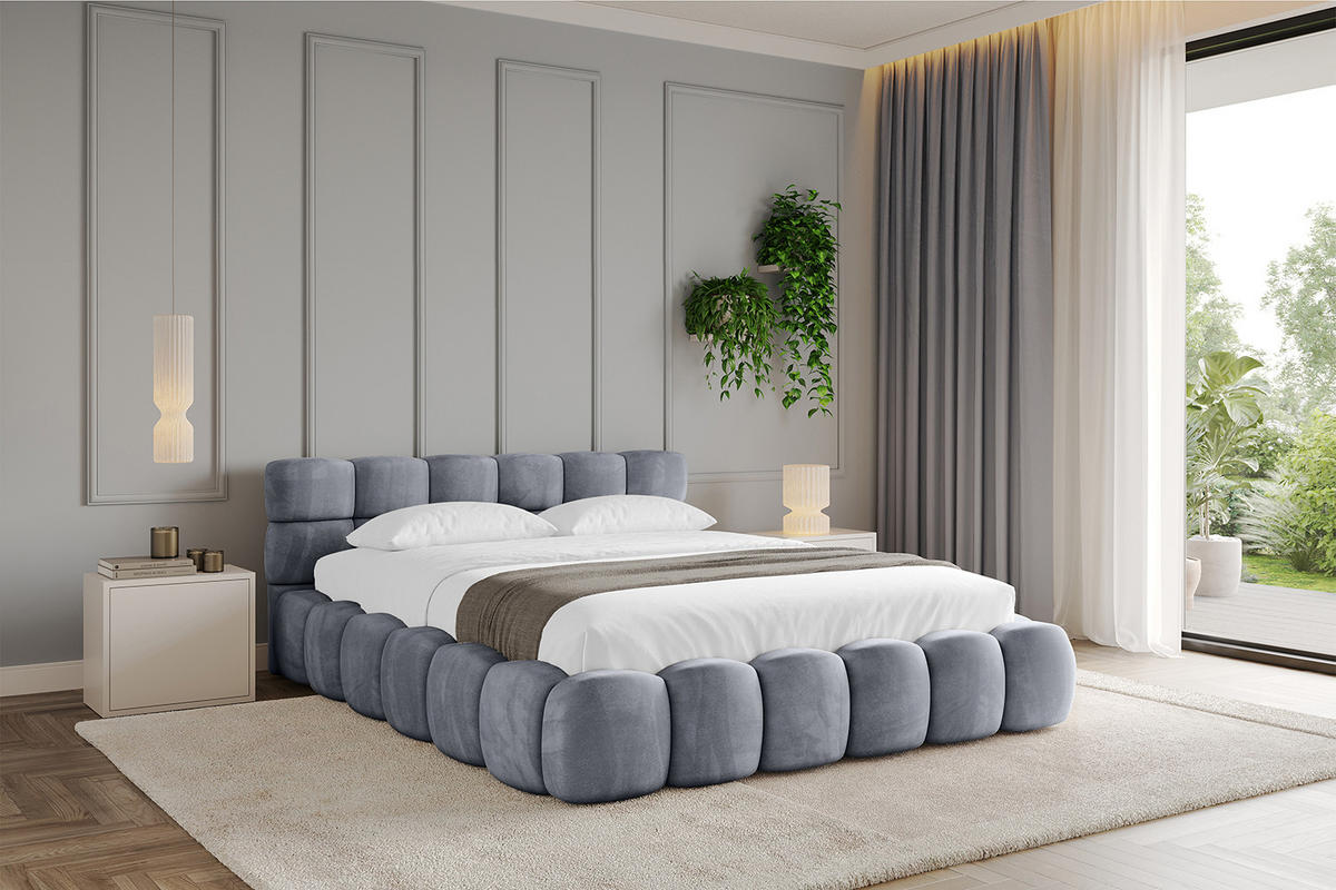 POLSTERBETT mit Bettkasten und Lattenrost, Bett mit Matratze H3/H4 - LEYA-v1 180x200 Grau - Grau, Holzwerkstoff/Textil (180/200cm) - ALTDECOR