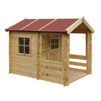 KINDERSPIELHAUS aus Holz - B146xL181xH145 cm/1,1m2 - M501A - Beige, Holz (146/145/182cm) - Timbela