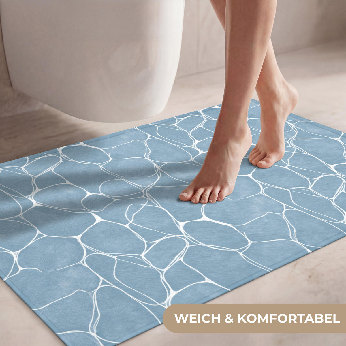 WC PŘEDLOŽKA Organic - vzor - modrá 90x60 cm - světle modrá, textil/plast (90/1cm) - OnlyWow