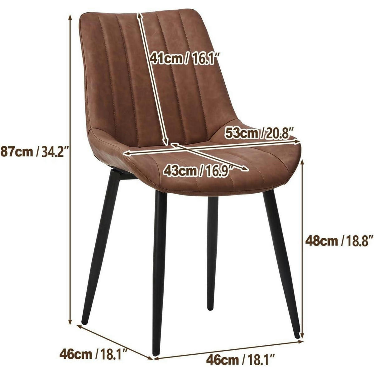 ESSZIMMERSTÜHLE 4er Set Kunstleder Braun mit weichen Kissen - Braun, Kunststoff (53/89/45cm)