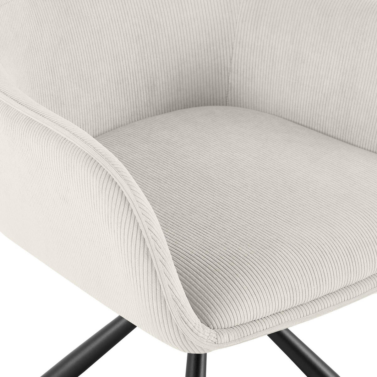 ARMLEHNENSTUHL Cord Creme - Creme/Schwarz, Textil/Metall (58/84/59cm) - CLP