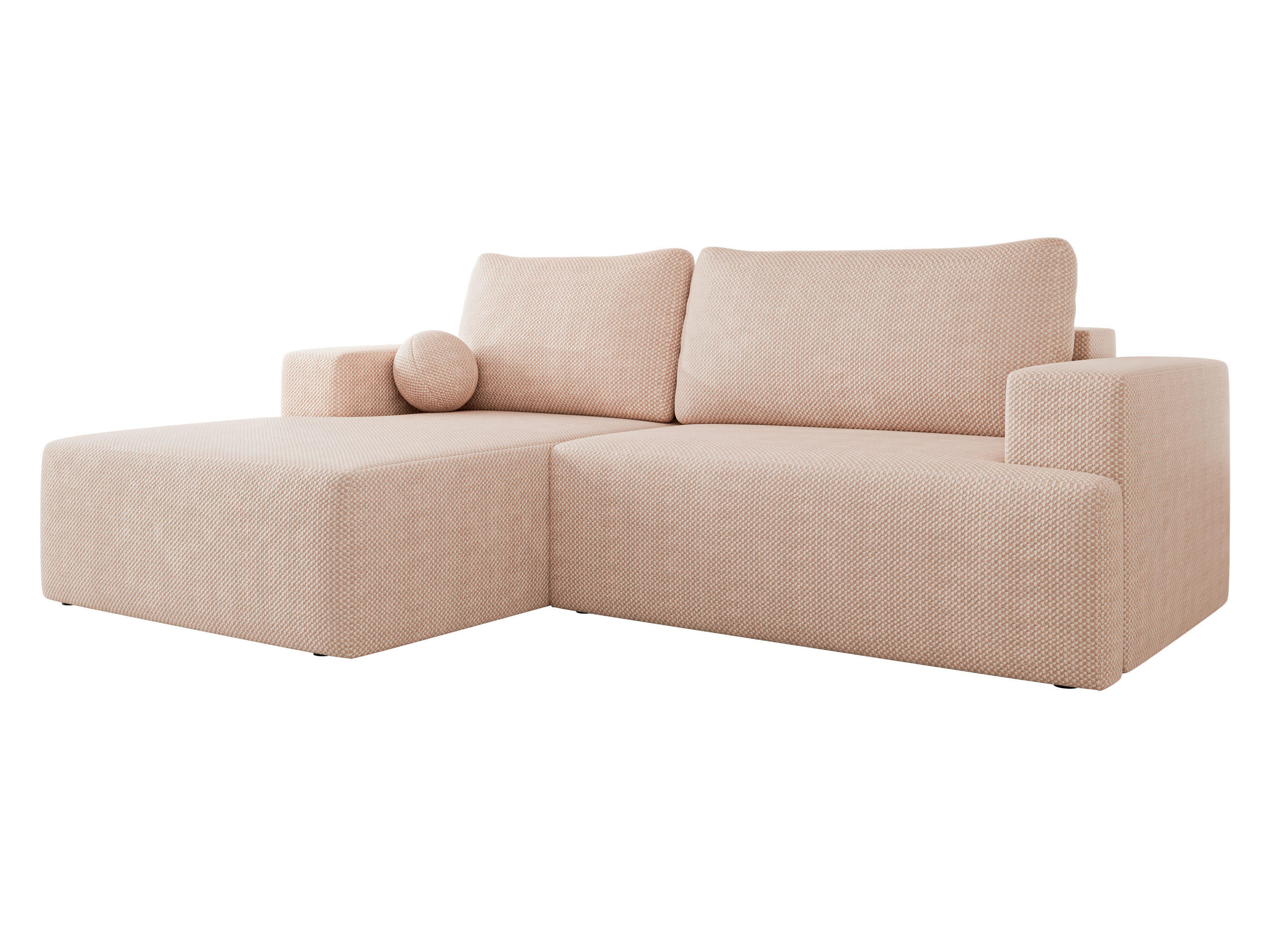 ECKSOFA Mivo, Seite: Links - Hellrosa/Schwarz, Holz/Kunststoff (266/163cm) - MIRJAN24
