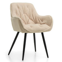 STUHL SIENA gepolstert mit Steppung - boucle beige - Beige/Schwarz, Textil/Metall (58/87/61cm) - NEW HOME