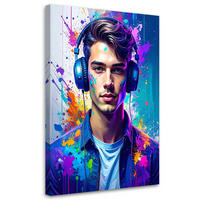 LEINWANDBILD DJ Musik Trendiger Mann 60x90cm - Multicolor, Textil (60/90cm) - Feeby