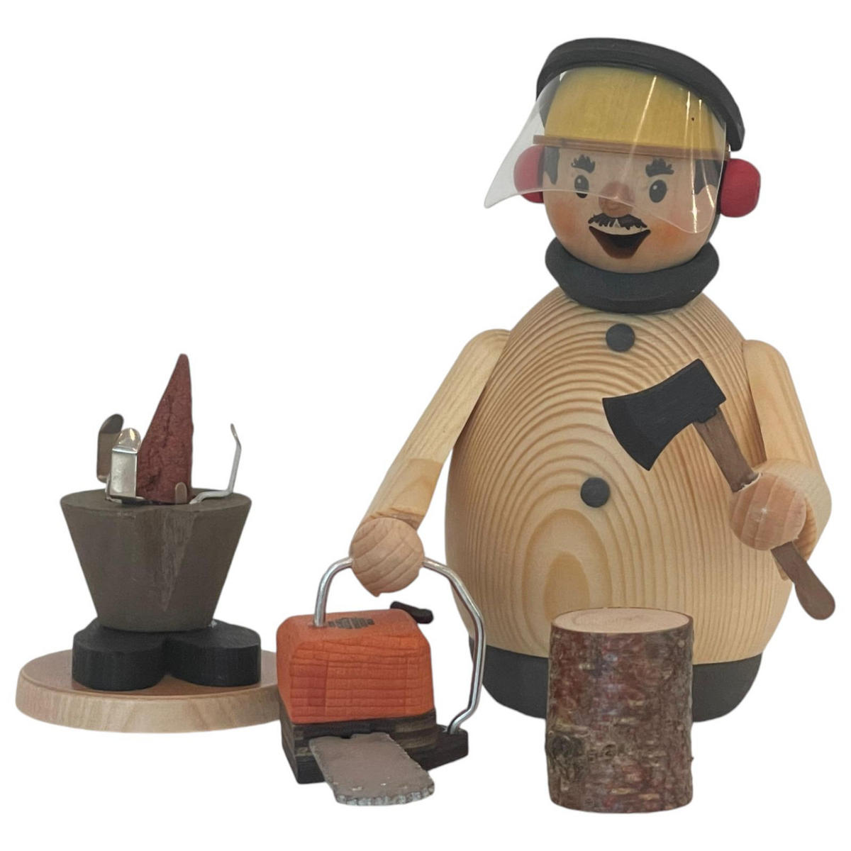 RÄUCHERFIGUR Rauchmann Max mit Kettensäge 16 cm - Multicolor, Holz (10/16/10cm)