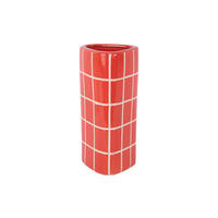 VASE Retro Tiles Triangular Medium - Rot - 12,6/11,5/26 cm - Rot, Stein (26cm) - Present Time