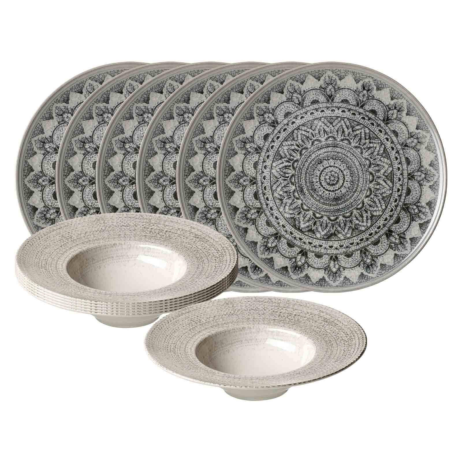 GOURMET-SET Rimini Mandala grau 12er Set - Grau, Keramik (1/1/1cm) - Ritzenhoff Breker