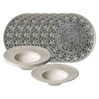 GOURMET-SET Rimini Mandala grau 12er Set - Grau, Keramik (1/1/1cm) - Ritzenhoff Breker