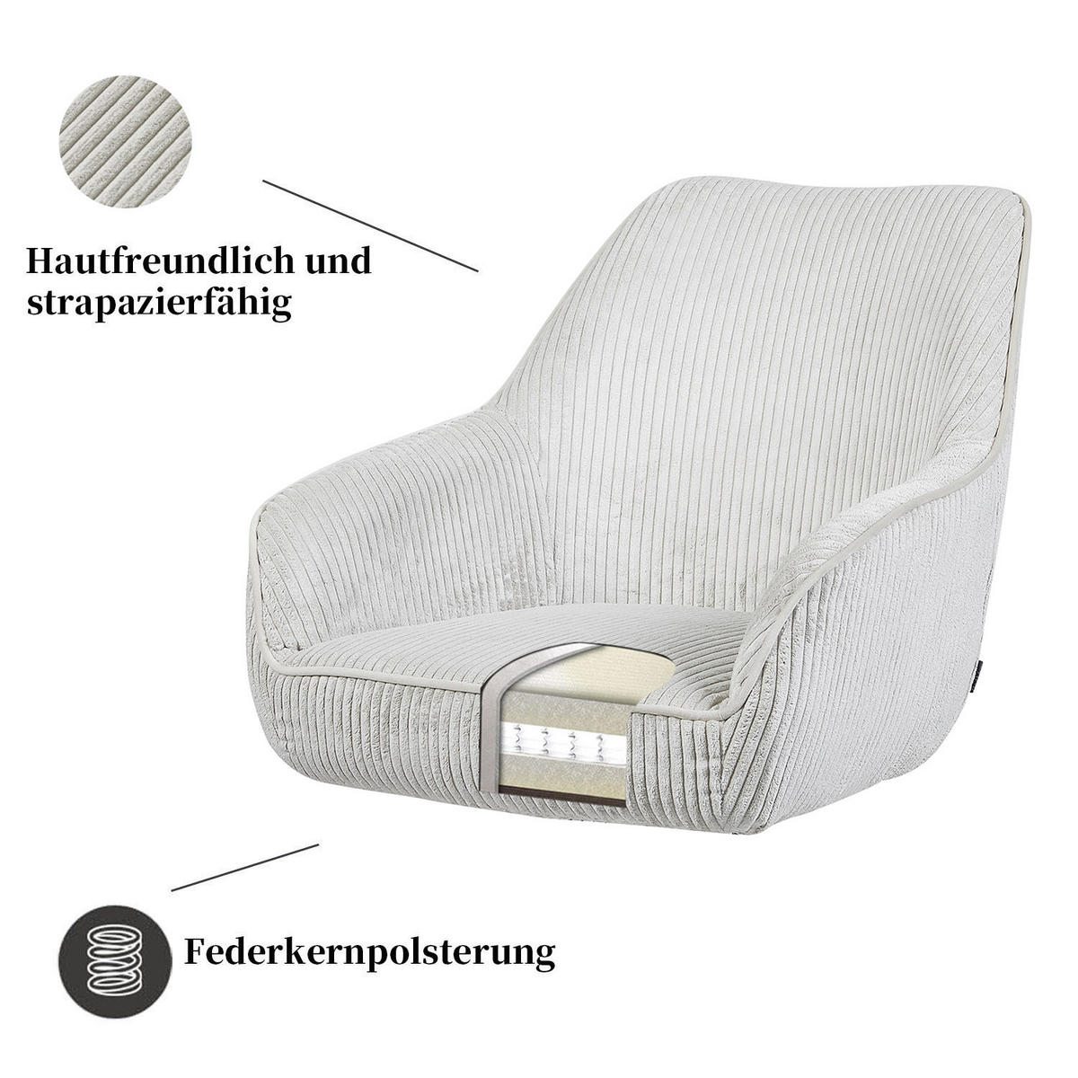 ARMLEHNSTUHL ARVIT - Hellgrau/Schwarz, Textil/Metall (58/87/61cm) - B&D Home