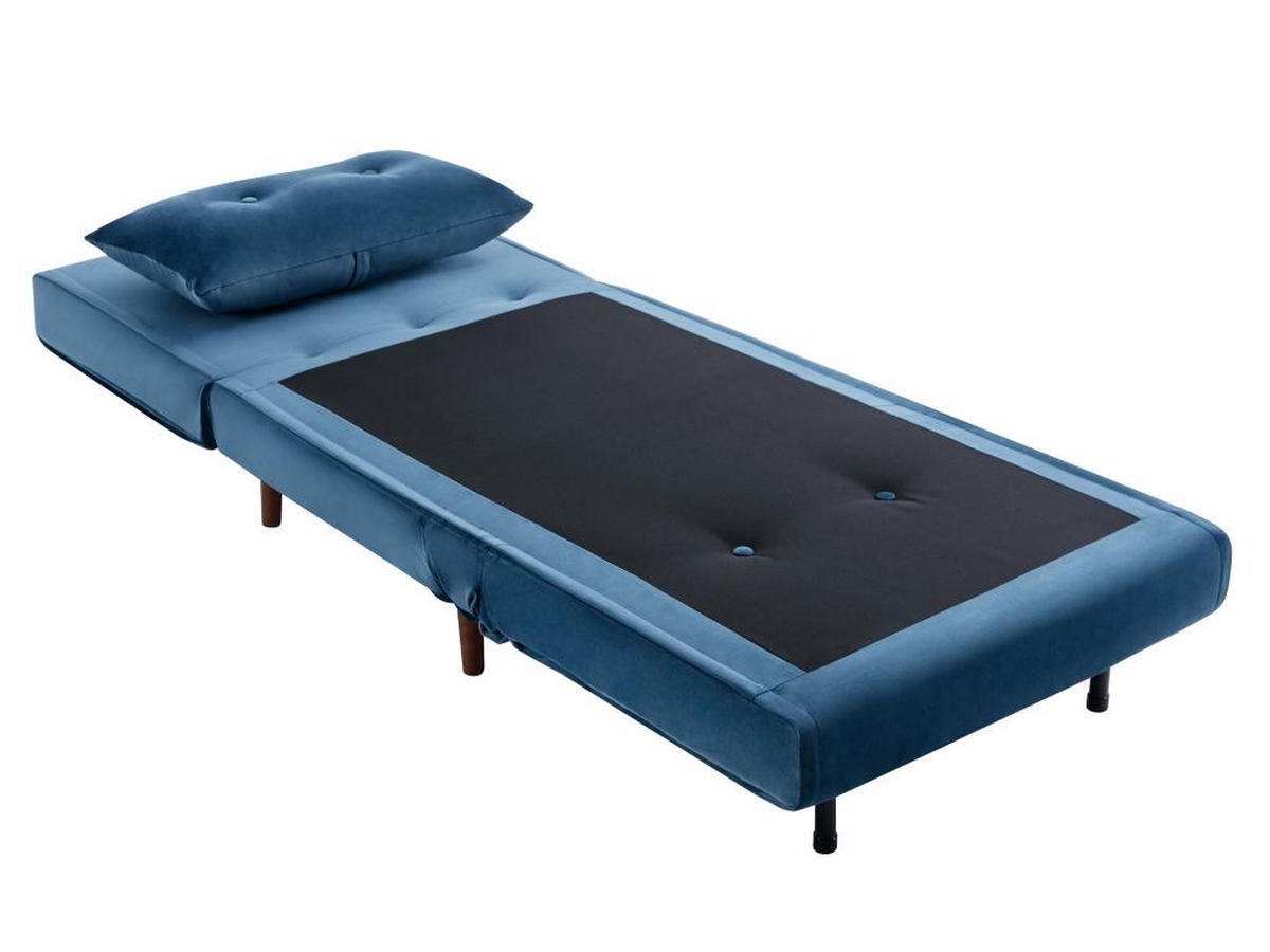 SESSEL mit Schlaffunktion - Samt - Dunkelblau - URIBIA - Blau, Textil (91/81/77.5cm) - Vente-Unique
