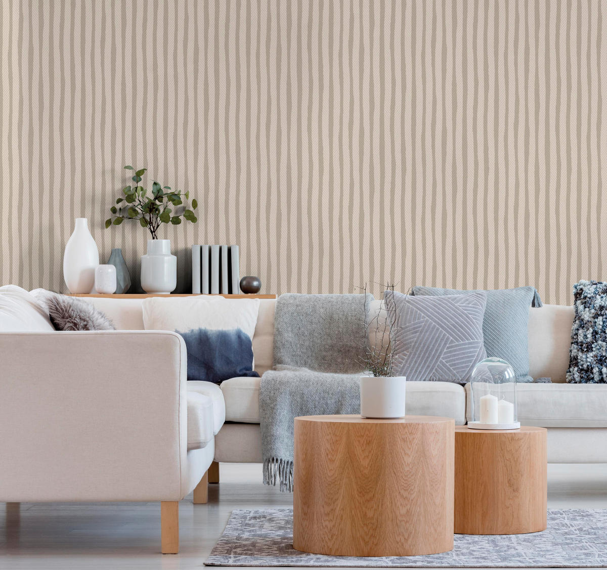 TAPETE Streifen 53 cm x 10 m - Beige, Papier (53/1000cm) - Sanders & Sanders