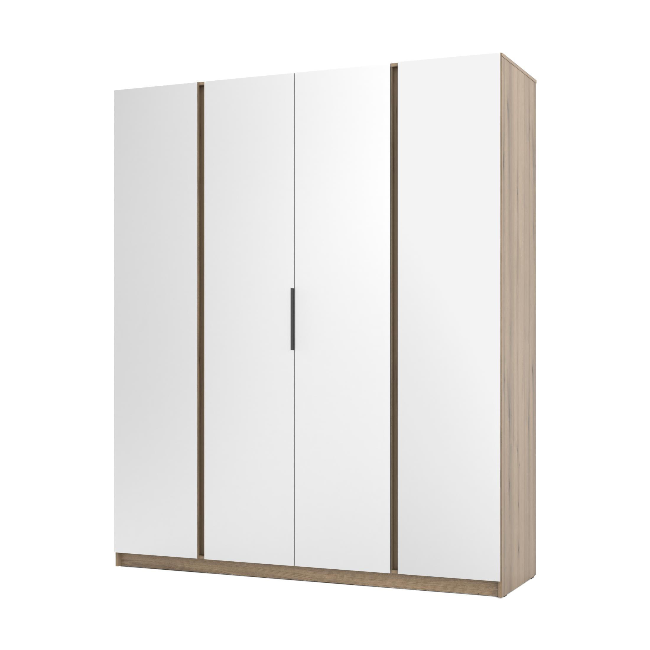KLEIDERSCHRANK Nehir Eiche Evoke/Schwarz 200 cm - 4T Modern mit 4 Spiegeln - Eichefarben/Schwarz, Holzwerkstoff/Kunststoff (200/239/61.9cm) - AX Living