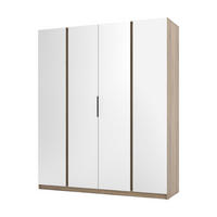 KLEIDERSCHRANK Nehir Eiche Evoke/Schwarz 200 cm - 4T Modern mit 4 Spiegeln - Eichefarben/Schwarz, Holzwerkstoff/Kunststoff (200/239/61.9cm) - AX Living