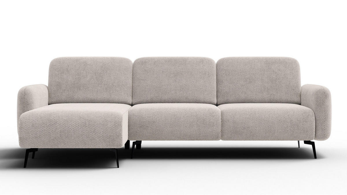 ECKSOFA FEBE 4-Sitzer links, beige - Beige/Schwarz, Holz/Textil (264/157cm) - Courtois Laville