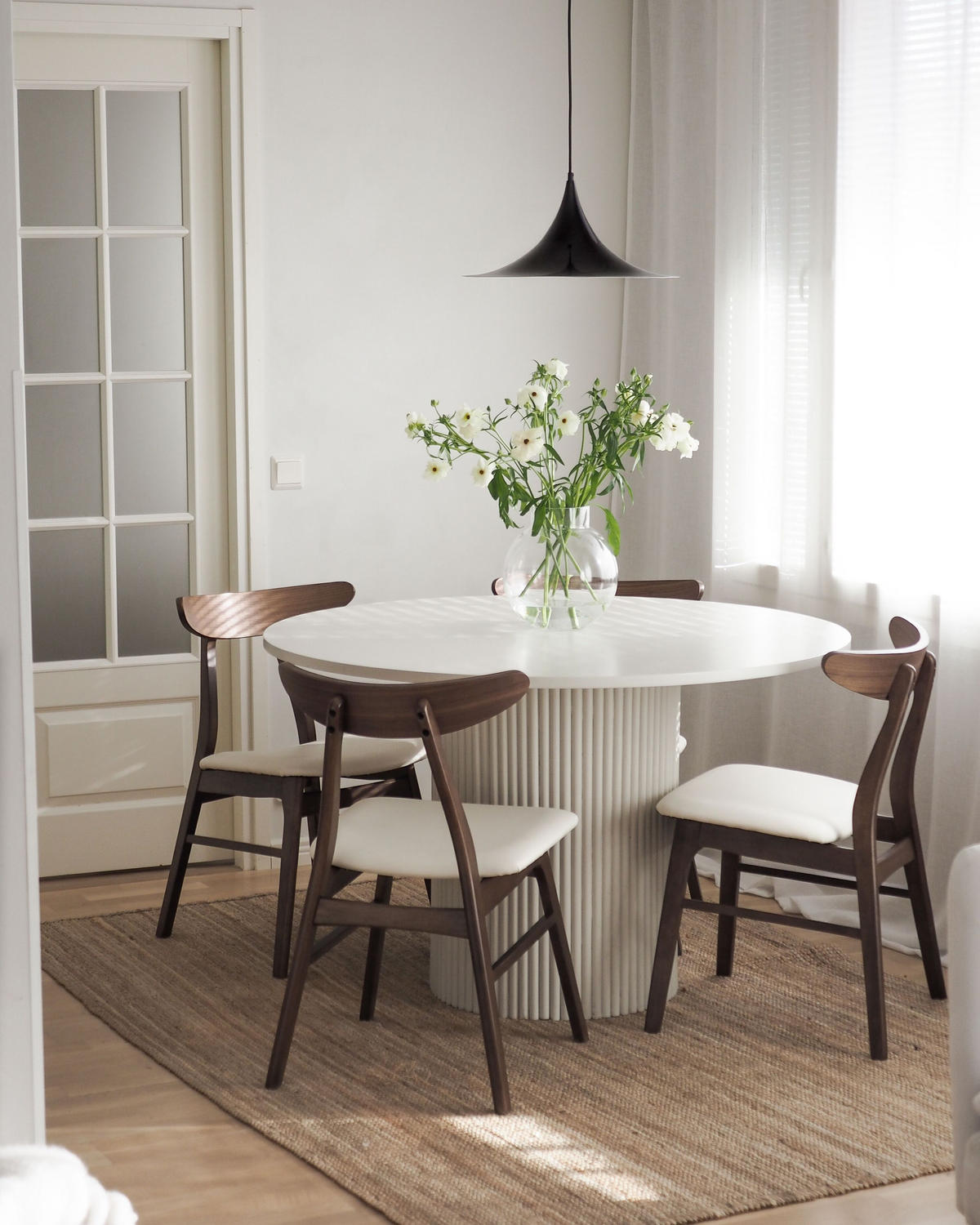 ÉTKEZŐSZÉK 2 darabos Szett Kaucsukfa Fehér Lynn - barna/fehér, textil/fa (49/78/47cm) - Beliani